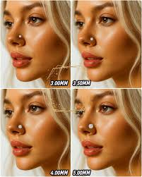 14K Solid Gold , L-shaped Nose Stud, Diamond Nose Stud, Moissanite , Lab  Diamond, Nose Stud 20 GA 1.50mm-3.50mm Gemstone Nose Piercing.