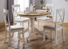 The linley helix collection makes an elegant and unique addition to your di. Julian Bowen Davenport Oak And Ivory Painted Round Dining Table And 4 Chairs Cfs Furniture Uk