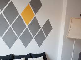 Diy Tutorial Paint An Accent Wall In Diamond Geometric Design Via Dawanda Com Wall Design Geometric Wall Paint Wall Paint Designs