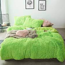 Shop for green duvet covers at bed bath & beyond. Fluffy Velvet Fleece Quilt Cover Bed Set 4 6 7 Pcs Lime Green Bedding Sets Bed Linens Luxury Velvet Bedding Sets