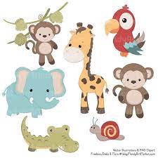 Cute Vintage Jungle Animal Clipart Cute Safari Clipart Etsy Jungle Animals Animal Clipart Elephant Clip Art