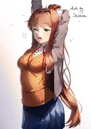 monika (doki doki literature club) drawn by sasoura | Danbooru