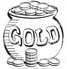 Flags, emblems and logos coloring book. Retro Illustration Of A Black And White Coloring Page Of A Stack Of Coins Near A Pot Of Leprechaun S Gold By Andy Nortnik 283