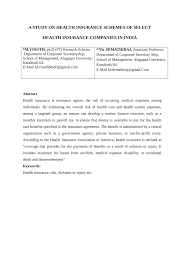 Maybe you would like to learn more about one of these? Pdf A Study On Health Insurance Schemes Of Select Health Insurance Companies In India