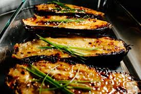 Oven Roasted Eggplant With Caramelized Miso Recipe I Am A Food Blog Recipe Oven Roasted Eggplant Eggplant Dishes Miso Recipe