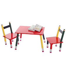 Multicolored Wood Pencil Design Decorative Childrens Room Furniture Classroom Kids Table 2 Chairs Set Totalclearance Net Clearance On Men S Clothings Childrens Room Furniture Kid Table Chair Set