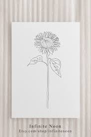 Abstract Sunflower Line Art Minimalist Botanical Print Etsy In 2021 Sunflower Sketches Sunflower Drawing Plant Drawing