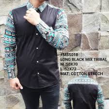 Model Baju Batik Pria Modern Polos Kombinasi Motif Batik Di Lengan Batik Pria Model
