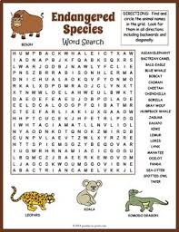 Endangered Species Word Search Puzzle Worksheet Activity Endangered Species Activities Endangered Species Lessons Endangered Animals Project