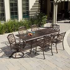 Outdoor Patio Furniture 7pcs Expandable Table 6 Chairs Cast Aluminum Dining Set Outdoor Patio Furniture Outdoor Dining Table Setting Outdoor Dining Set