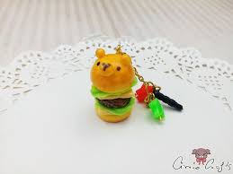 Bear Shaped Burger Gold Colored Dust Plug 7 99 Shipping Costs Cirriacrafts Handmade Clay Airdryclay Coldporcel Color Dust Dust Plug Clay Charms