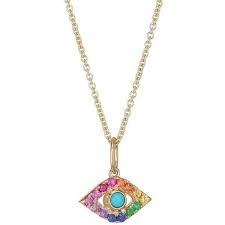 Sydney Evan Turquoise Rainbow Sapphire Evil Eye Pendant Necklace 660 Liked On Sapphire Necklace Pendants Rainbow Necklace Pearl Diamond Pendant Necklace