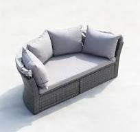 Leisure Outdoor Rattan Furniture Waterproof Sunscreen Open-Air Big Round  Swing Daybed