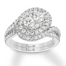 Ever Us Diamond Bridal Set 1 1 3 Ct Tw 14k White Gold 14k White Gold Diamond Engagement Ring Diamond Bridal Sets Rose Gold Promise Ring