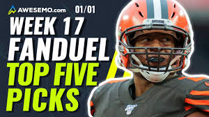 Our qb rankings are mobile friendly, sortable and the following is fantasydata's fantasy football rankings for 2020. Fanduel Nfl Week 17 Rankings Top 5 Daily Fantasy Football Plays For Week 17 Youtube