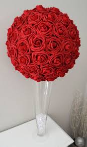 Red Flower Ball Red Wedding Centerpiece Red Kissing Ball Etsy Wedding Centerpieces Diy Red Red Centerpieces Red Wedding Centerpieces
