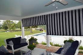 Mosquito curtains are more affordable than permanent screened porches. Canvas Porch Roller Curtains Privacy Shade Protection Sunbrella