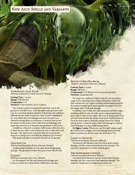 Two New Acid Spells Glistening Acid Slick Beluud S Bile Blossom Plus Damage Variants D D Unleashed Unearthedarcana