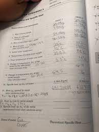 The specific heat of cadmium, a metal, is fairly close to the specific heats of other metals. Answered Na Section Instructor Wh For Experiment Bartleby
