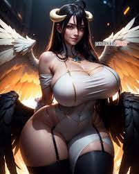 1girls ai generated albedo (overlord) big breasts kw0337 overlord  (maruyama) succubus tagme 