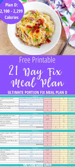 21 Day Fix Meal Plan D Meal Plan 2 100 2 299 Calories