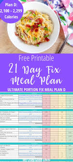 21 Day Fix Meal Plan D Meal Plan 2 100 2 299 Calories