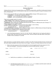 Mutations Worksheet