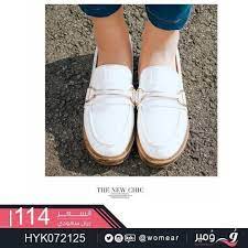 لعاشقات اللون الأبيض الناصع حذاء نسائي احذية عصرية ستايل شوزات جزم شوز احذيه فاشن fashion loafers shoes