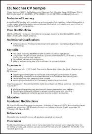 A special education teacher resume should point out these crucial tasks and duties. Esl Teacher Cv Sample Myperfectcv Teacher Resume Teacher Cv Teacher Resume Examples