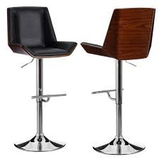Chêne naturel, wengué ou noir. Tabouret De Bar Reglable En Metal Et Simili Cuir Noir Yesdeko