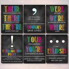 Set Of 8 English Grammar Punctuation Posters Classroom Etsy Punctuation Posters English Teacher High School Classroom Decor High School