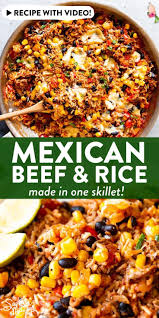 One Pot Mexican Beef And Rice Skillet In 2020 Dinner With Ground Beef Beef Recipes For Dinner Beef Recipes Easy