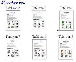 maaltafels be tafels oefenen bingo kaarten werkbladen