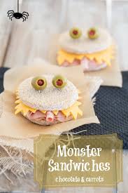 Monster Sandwiches Chocolate Carrots Kids Halloween Food Halloween Lunch Fun Kids Food