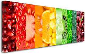 Declina Tableau Decoratif Imprime Fruits Et Legumes Impression Sur Toile Decoration Murale Deco Maison Cuisine Salon Chambre Adulte Multicouleur 100x35 Cm Amazon Fr Cuisine Maison