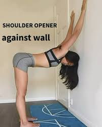 Guidance By Hana Bladh Effective Stretches Step By Step Shoulder Opener At Wall For The Standing Variati Yoga For Beginners Yoga For Flexibility Yoga Tips