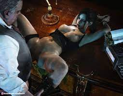 1boy 1boy1girl 1girls 3d age difference arms bound bondage  bottomless brian irons claire redfield dubious consent fat man handcuffed  handcuffs male medium breasts necklace old man older male on