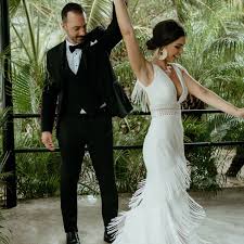An outdoor wedding in austin, tx. 20 Best Fringe Wedding Dresses Of 2021