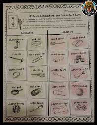 4th Grade Conductors And Insulators Activity Can Be Used For Science Notebooks When Teaching About Science Notebooks Science Electricity Fourth Grade Science