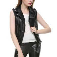 Veste sans col pour femme. Blouson En Cuir Sans Manches Pour Femmes Col Rabattu Poches Pu Nouvelle Collection 2021 Aliexpress