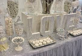 With Wedding Season Just Around The Corner This All White And Silver Diamo 25th Wedding Anniversary Party Wedding Candy Table Wedding Anniversary Decorations