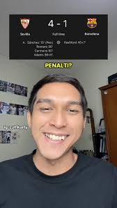 BARCELONA KALAH😭 cie ada yang longsor nih ye🤭🤣 gimana susah kan  penalti?🤭🤣, #barcelona #sevilla #laliga #viscabarca #lewandowski