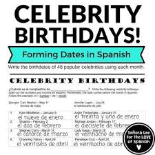 Spanish Calendar Forming Dates In Spanish With Celebrity Birthdaysla Fecha Practice Forming Dates In Learn Spanish Online Date In Spanish Learning Spanish