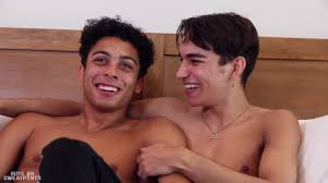 Curly Haired Twink shoots sticky cum on own face