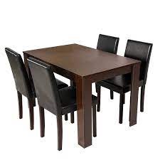The right dining table set 4 seater is where your family it's important to find that sweet spot for the room so you never have to compromise on the look of your home. Cherry Tree Furniture 5 Piece Dining Room Set 4 Seater Dining Table With 4 Chairs Walnut Colour Table With Black Pu Leather Seats Shop Designer Home Furnishings