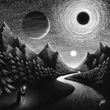 Black And White Drawings Of Nature Pencil And Paint Pen Drawings In 2020 Black Paper Drawing Nature Art Drawings Black Pen Drawing