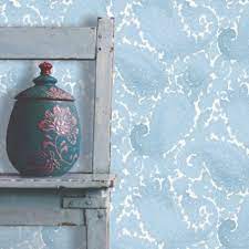 Paisley Cream And Light Blue Wallpaper B Q Paisley Wallpaper Diy Wallpaper Wallpaper