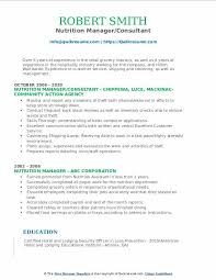nutrition manager resume sles