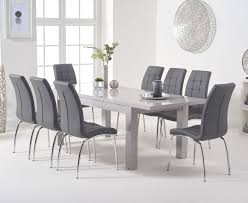Extending dining table and 8 chairs. Extending Light Grey Gloss Dining Table 8 Chairs Homegenies
