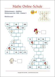 Zahlenmauern Rechenmauern Addition Zr 1000 Mathe Klasse 3 Zahlenmauer Mathe Klassenarbeiten Mathe Klasse 3